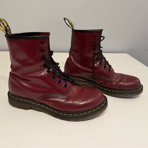 Dr. Martens Burgundy Leather Ankle Combat Boots